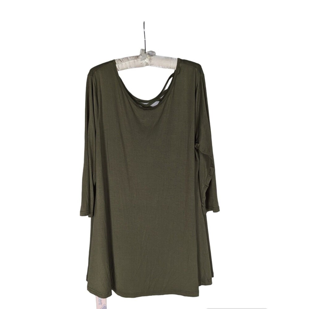 NWT Ritera Dress 2XL Women's Green Long Sleeve Strappy Back Swing Flowy Stretchy